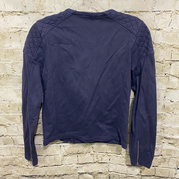 Gap Blue Cotton Quilted Zipper Moto Jacket - Picture 5 of 6